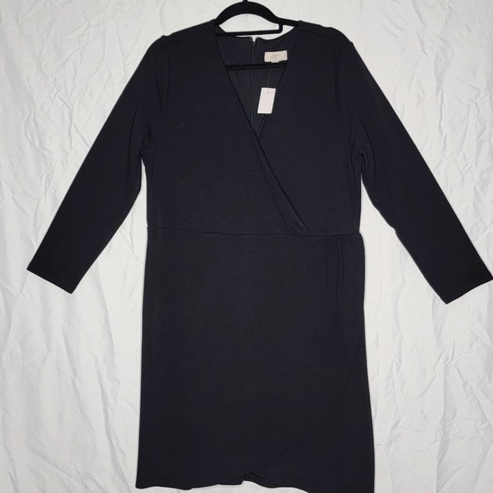 The Loft Black Faux Wrap Dress  #182‎
